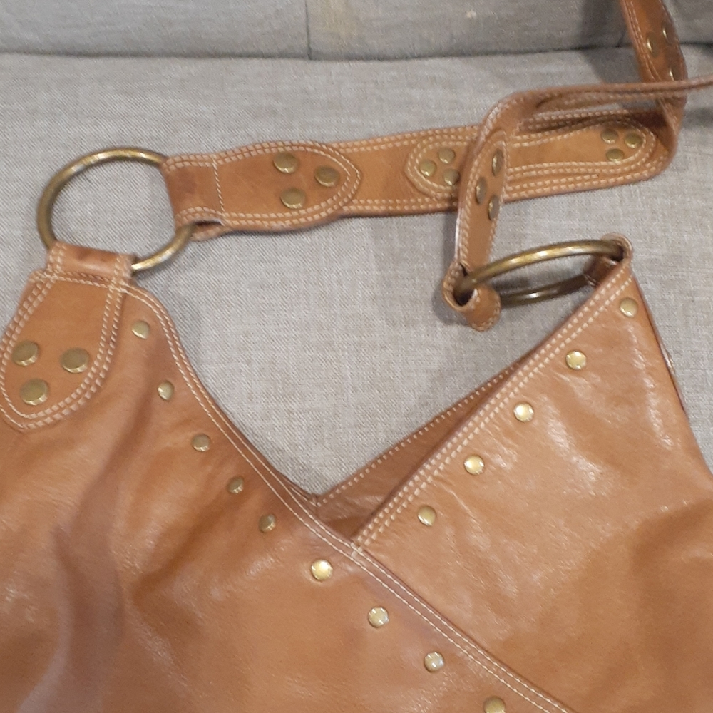 Aqua tan leather crossbody shoulder bag - Picture 7 of 17